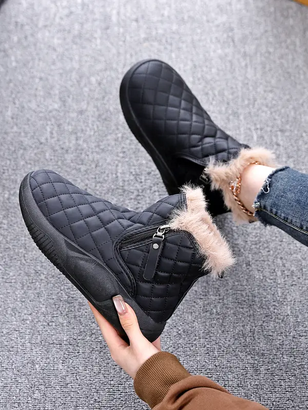 NEW THICK SOLE WOMEN'S SHOES FLEECE LINED FASHION WARM SHORT BOOTS