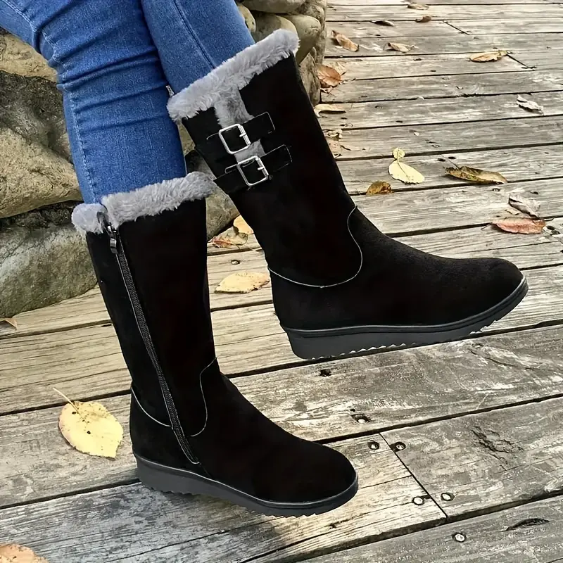 Women's Solid Color Non-slip  Fluffy Boots