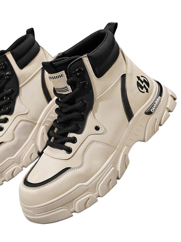 Men's High-Top British Style Work Anti-Slip Durable Shoes，hiking boots 