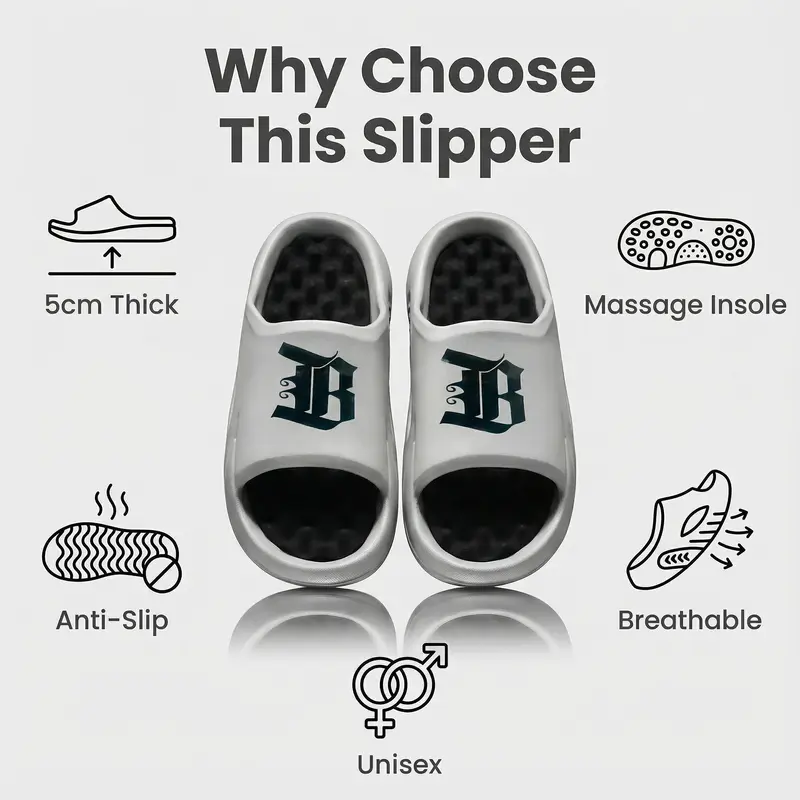 Men's Cloud Slides - Thick-Sole, Non-Slip, Cushioned Sporty Slippers, Summer Indoor-Outdoor Beach Walking Shoes 