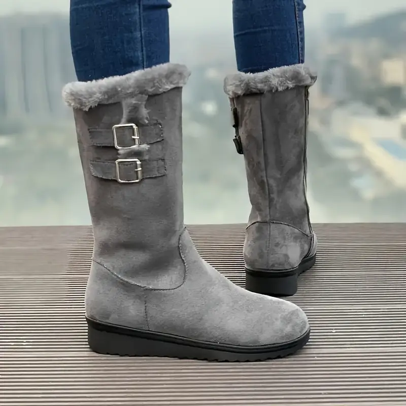 Women's Solid Color Non-slip  Fluffy Boots