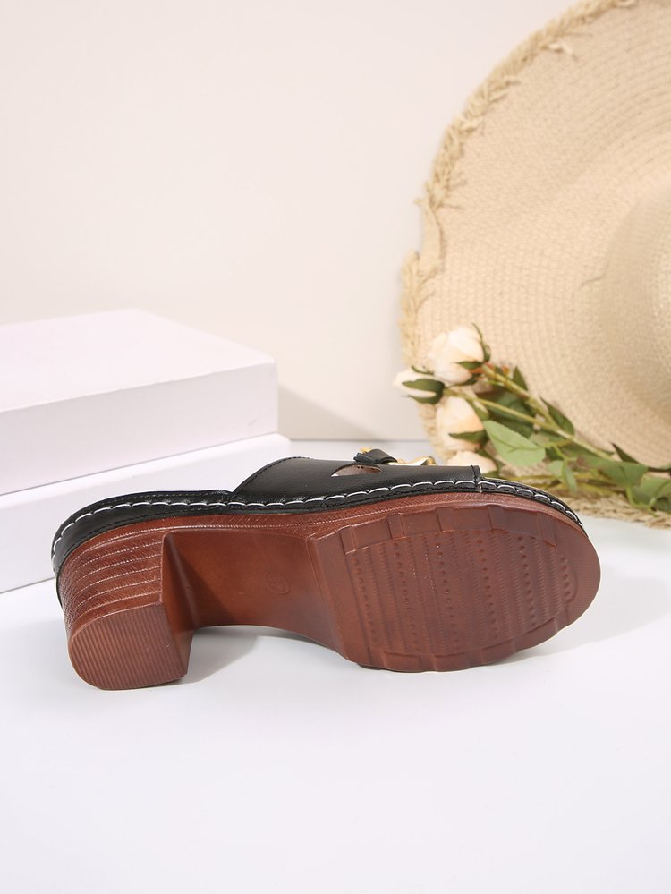 Summer Women's Heeled Slides - Comfortable Orthopedic Slippers with Cushioned Arch Support, Non-Slip Rubber Sole & Adjustable Strap for Indoor/Outdoor, Beach, Casual Wear