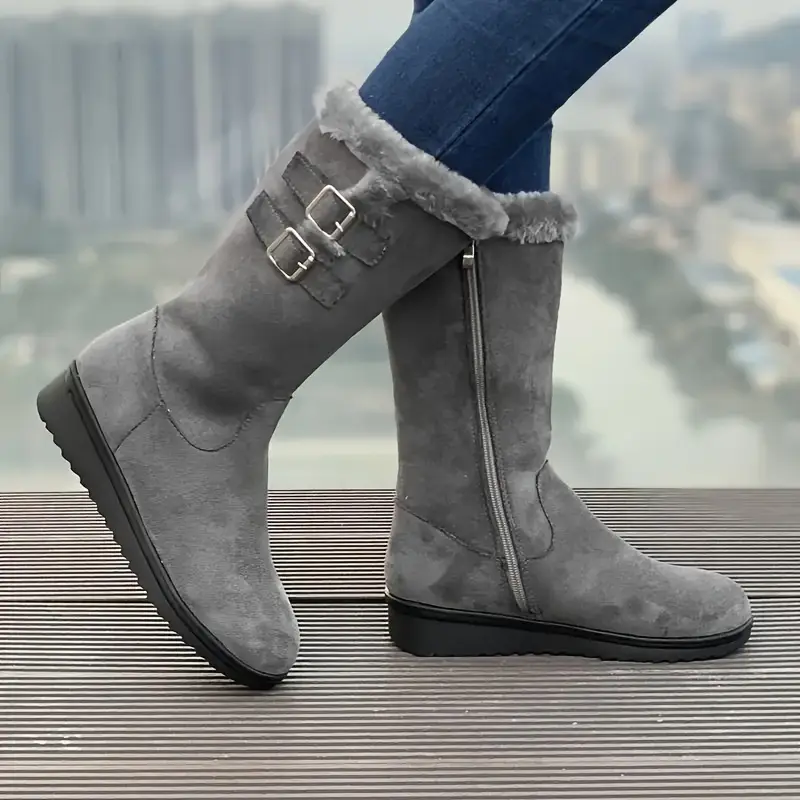 Women's Solid Color Non-slip  Fluffy Boots