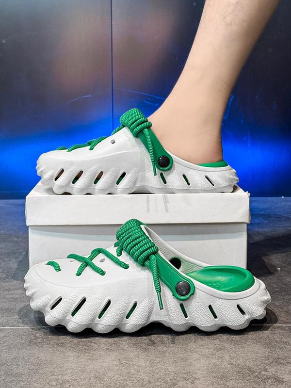 Unisex's Minimalist Casual Lace Up Clogs, Lightweight Breathable Slippers