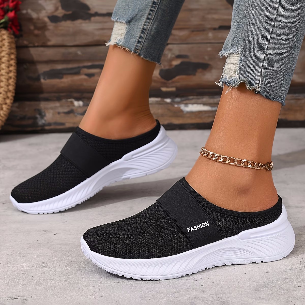 Comfortable Slip-On   Women's Slip-On Orthopedic Casual  Breathable Mesh Upper Sneakers