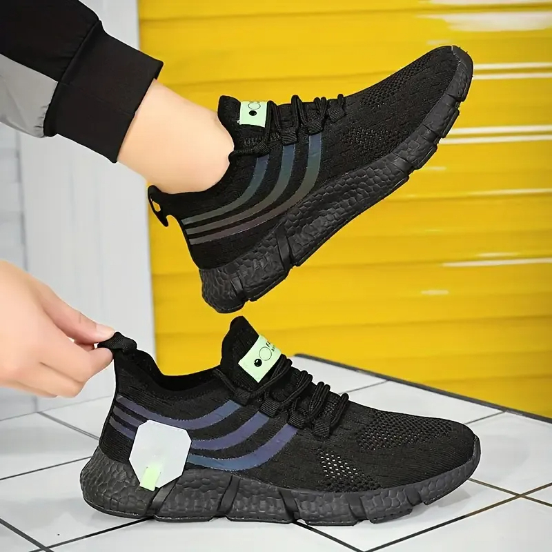 Men's High Elasticity Running Shoes with Popcorn Sole TPR Outsole - Ultra-Lightweight Breathable Mesh Athletic Sneakers for Gym