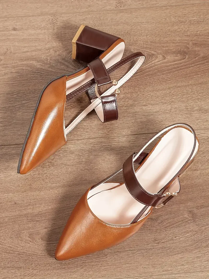 🔥Last Day 49% OFF - Stylish And Versatile Women'S High-Heeled Shoes with a Chunky Heel, Pointed Toe, Comfortable Slip-On Design, And Open Back