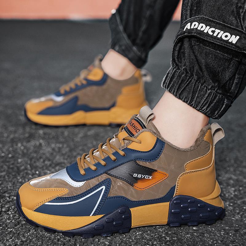 2025 Winter New Men's Outdoor Waterproof and Cold proof Mid top Fashion Sports Shoes, Walking Shoes with Thick Velvet and Warm Cotton Shoes, Work Snow Boots