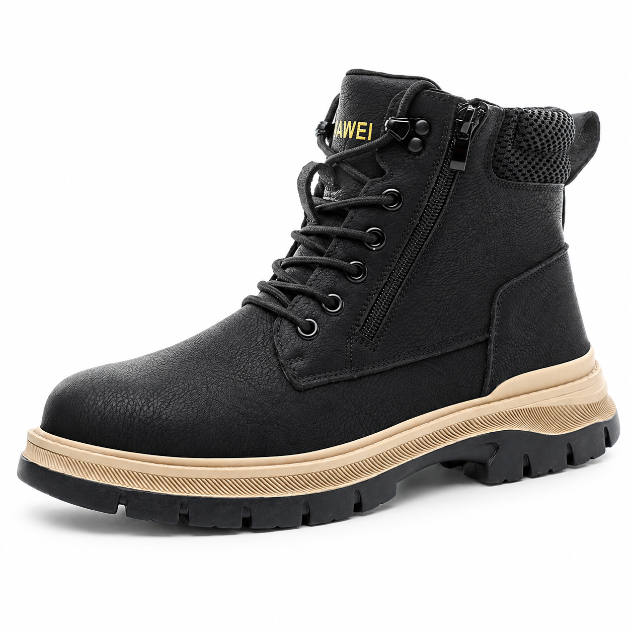  Men's Minimalist Leather Upper Lace-Up Work & Safety Shoes 