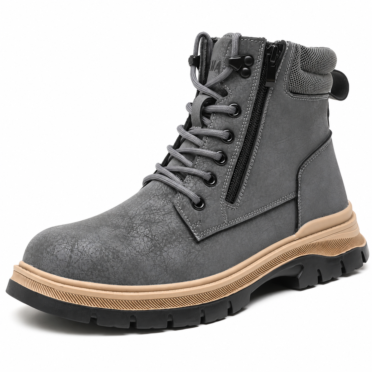  Men's Minimalist Leather Upper Lace-Up Work & Safety Shoes 