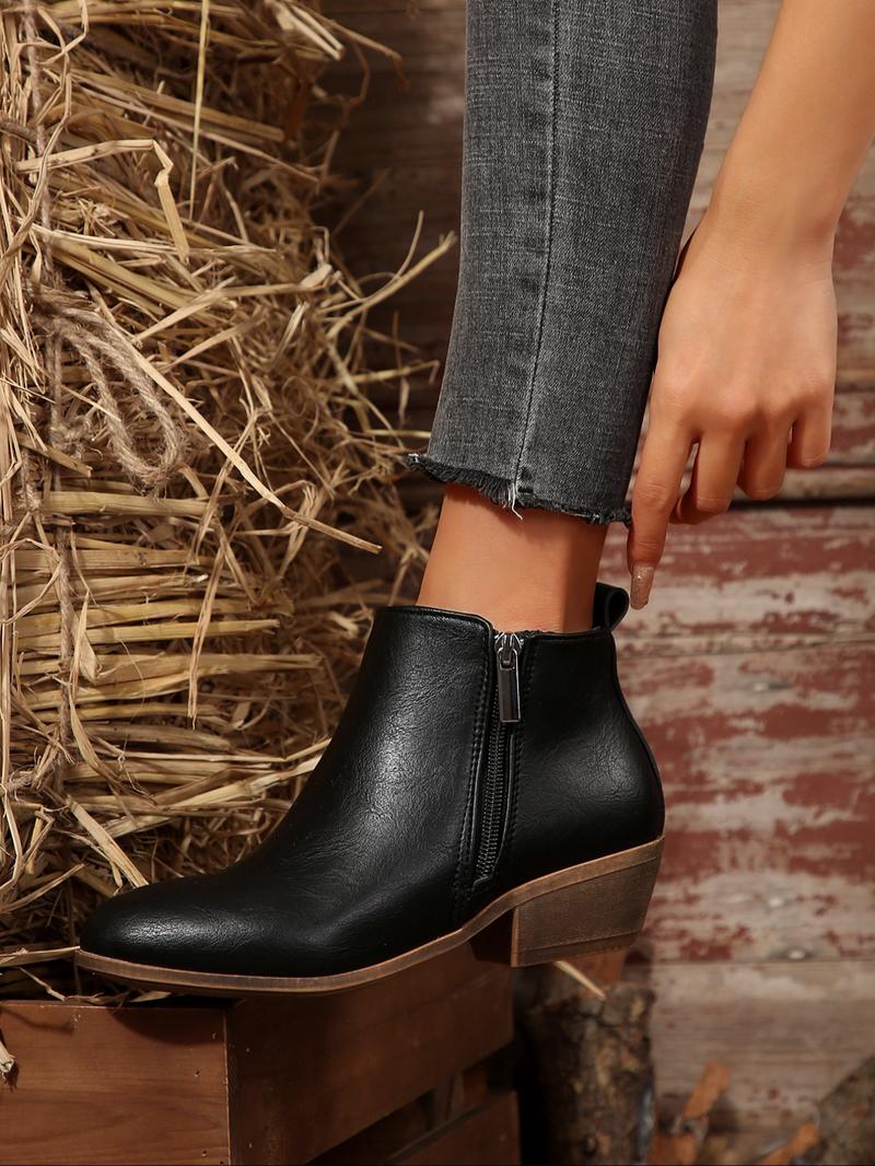 Fashionable Solid Color Side Zipper Ankle Orthopedic Boot