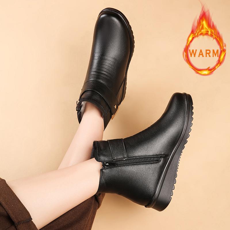 Women's Winter Snow Boots Round Toe Zip-Up Casual Orthopedic Boots 