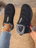 Women's Solid Color Plush Lining Round Toe Snow Boots