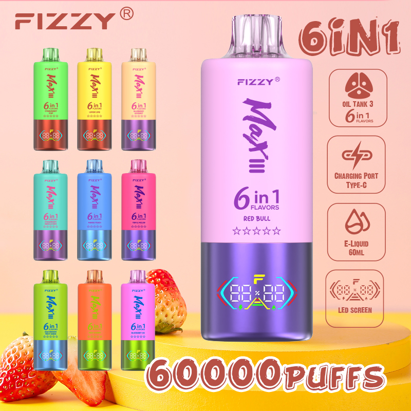 Fizzy 60K Disposable Vape 60ml 5% 6-in-1 Flavor System