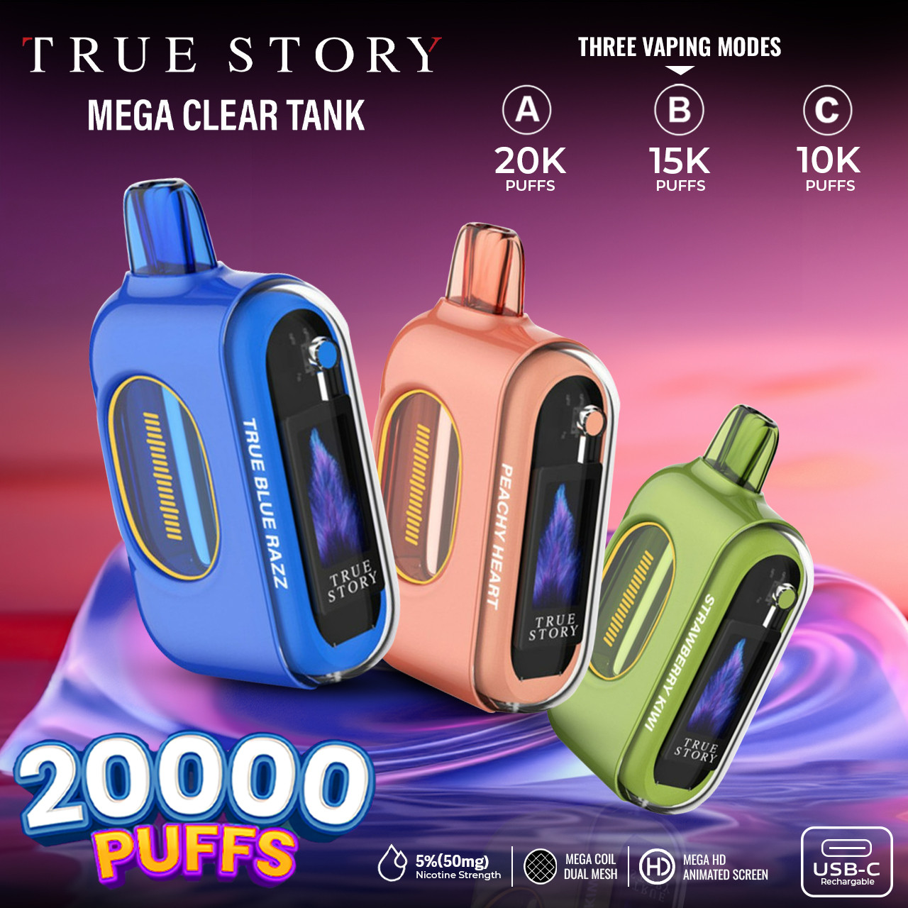 True Story 20000 Puffs 20ml (US Warehouse)