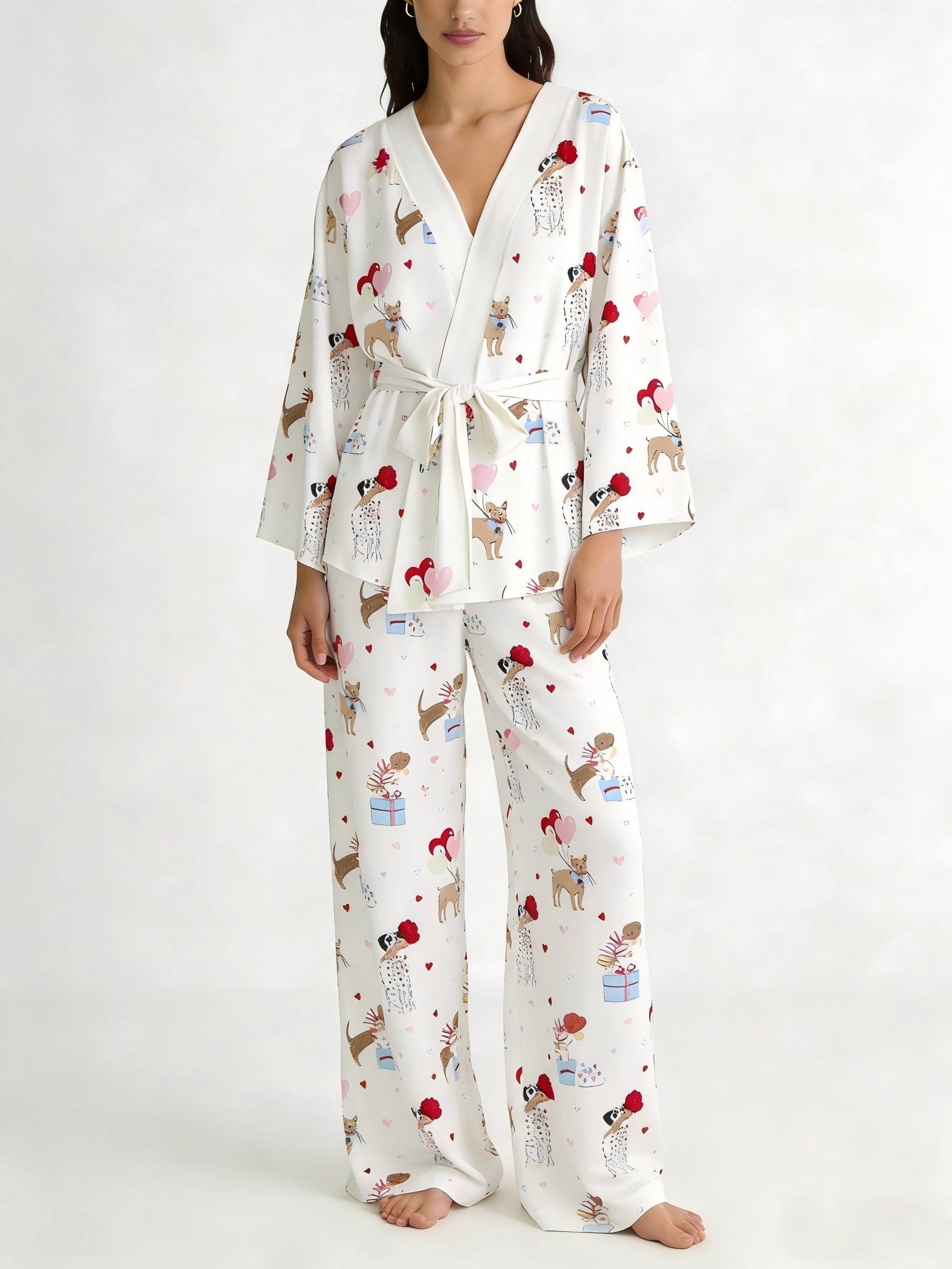 Colordate Dog Print Loungewear Set For Women