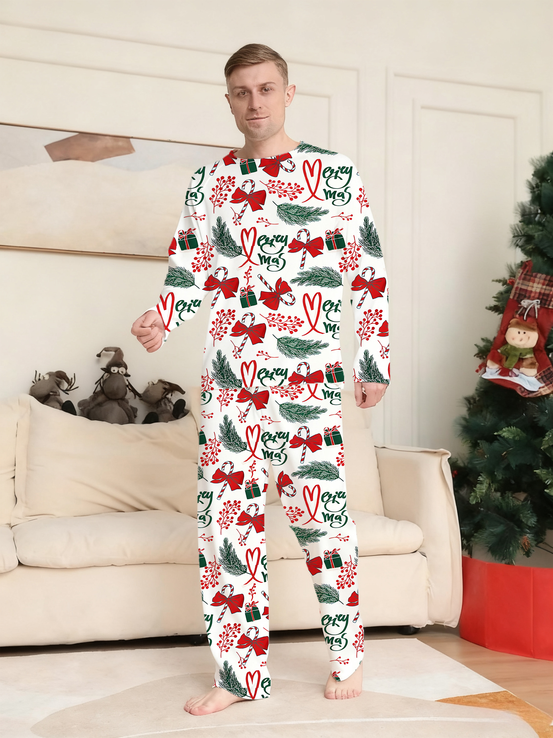 Pink Stocking & Greenery Family Matching Pajama Sets