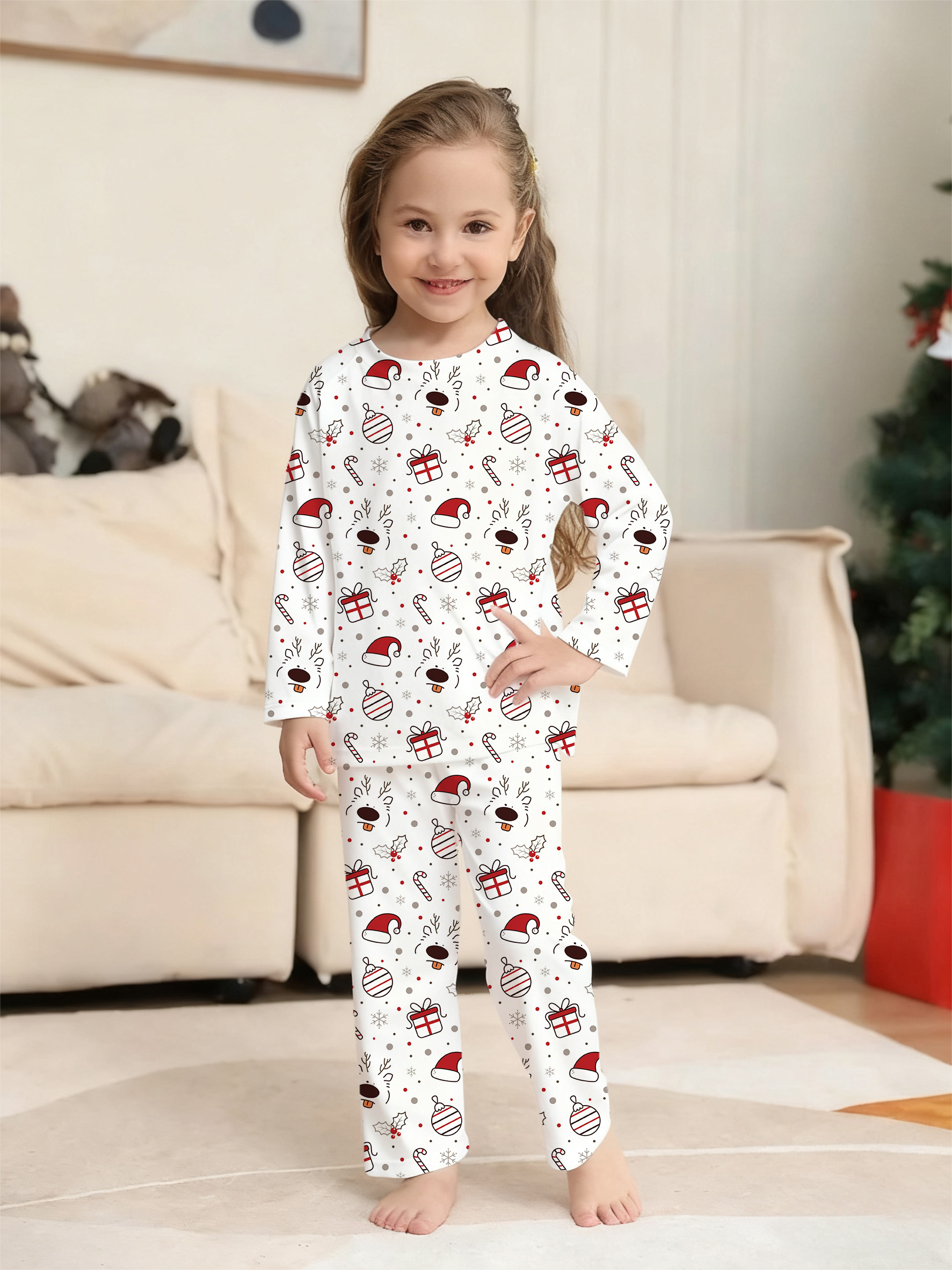 Reindeer & Christmas Elements Family Matching Pajama Sets