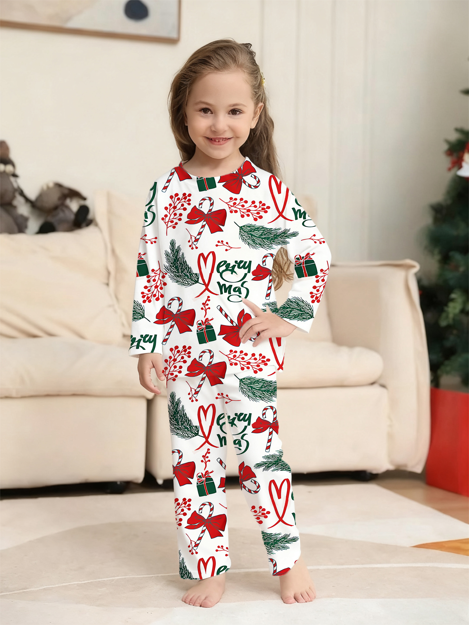 Pink Stocking & Greenery Family Matching Pajama Sets