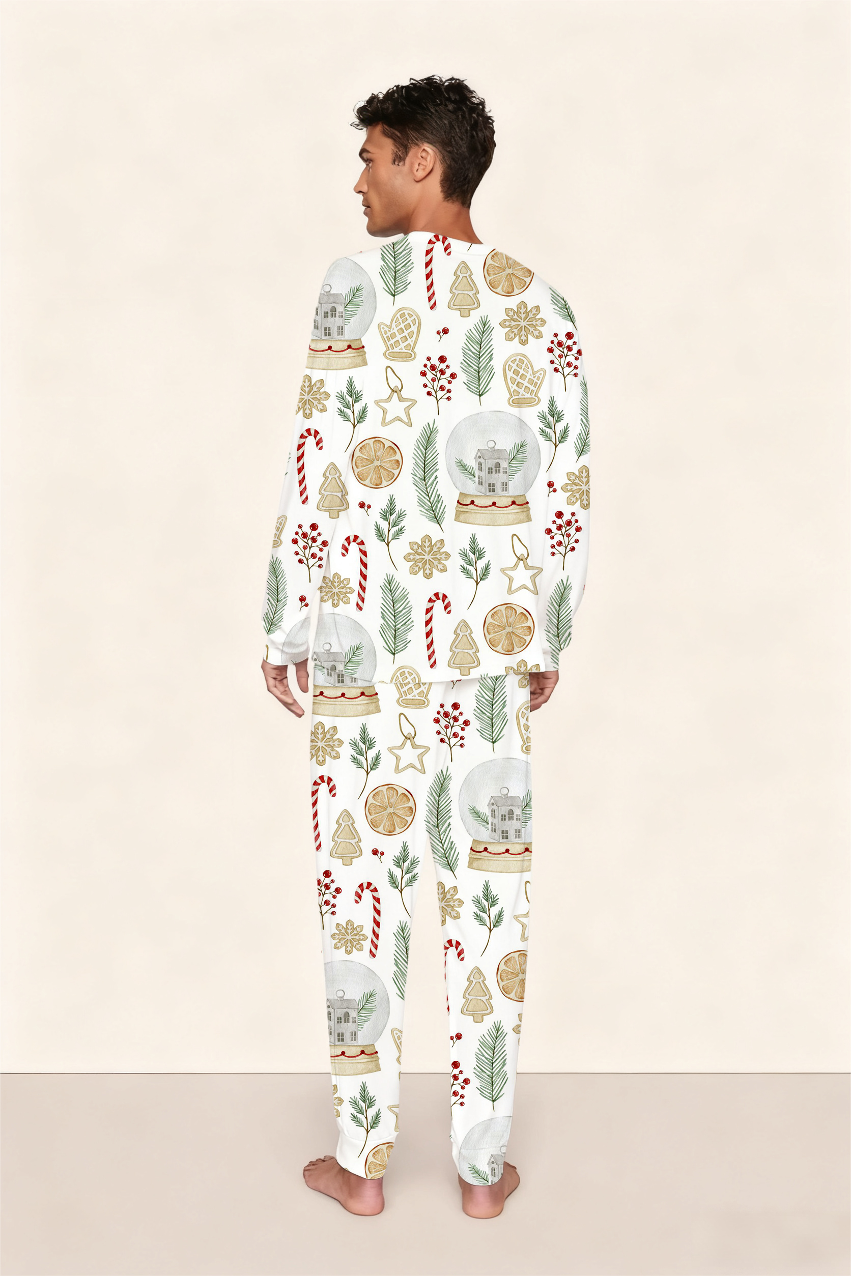 Red & Green Watercolor Colordate Henry Long Sleeve Pants Pajama Set