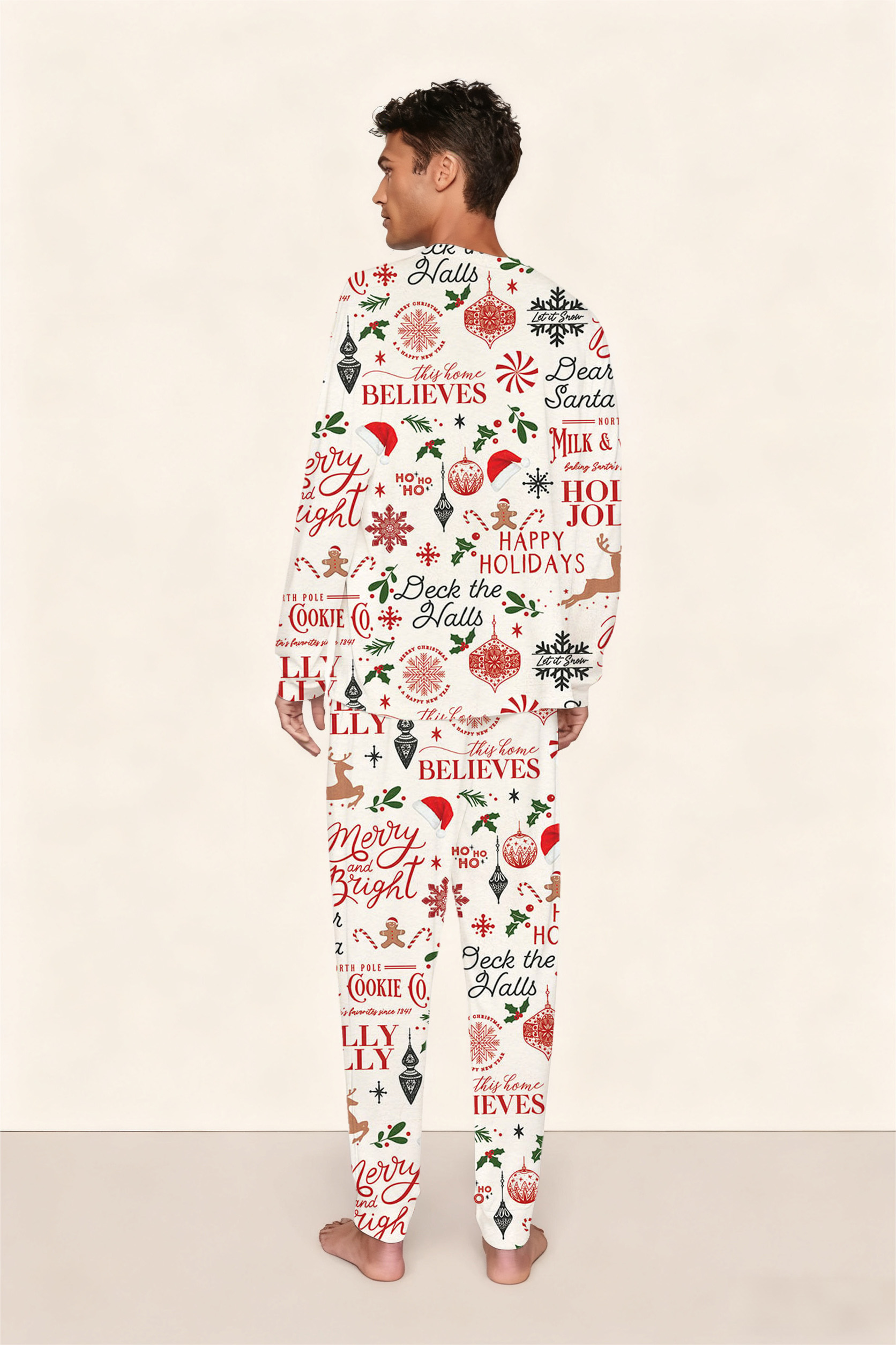 Multicolor Typographic & Graphic Patterns Colordate Henry Long Sleeve Pants Pajama Set