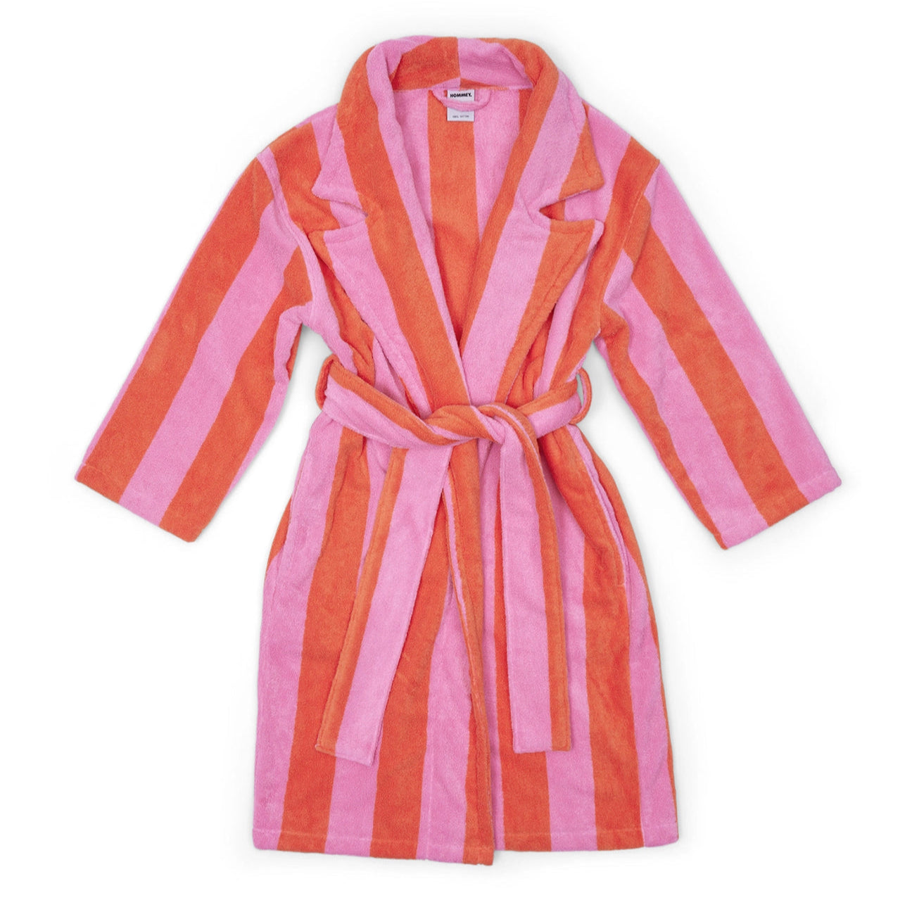 Flannel Stripe Long Dressing Gown Robe - Pink