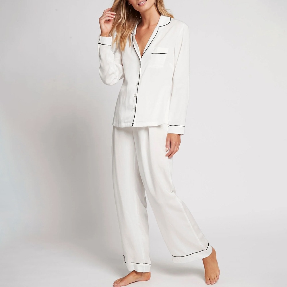 Women's Autumn Pure Cotton White Loose Casual And Comfortable Pajamas And Home Wear Two-piece Set