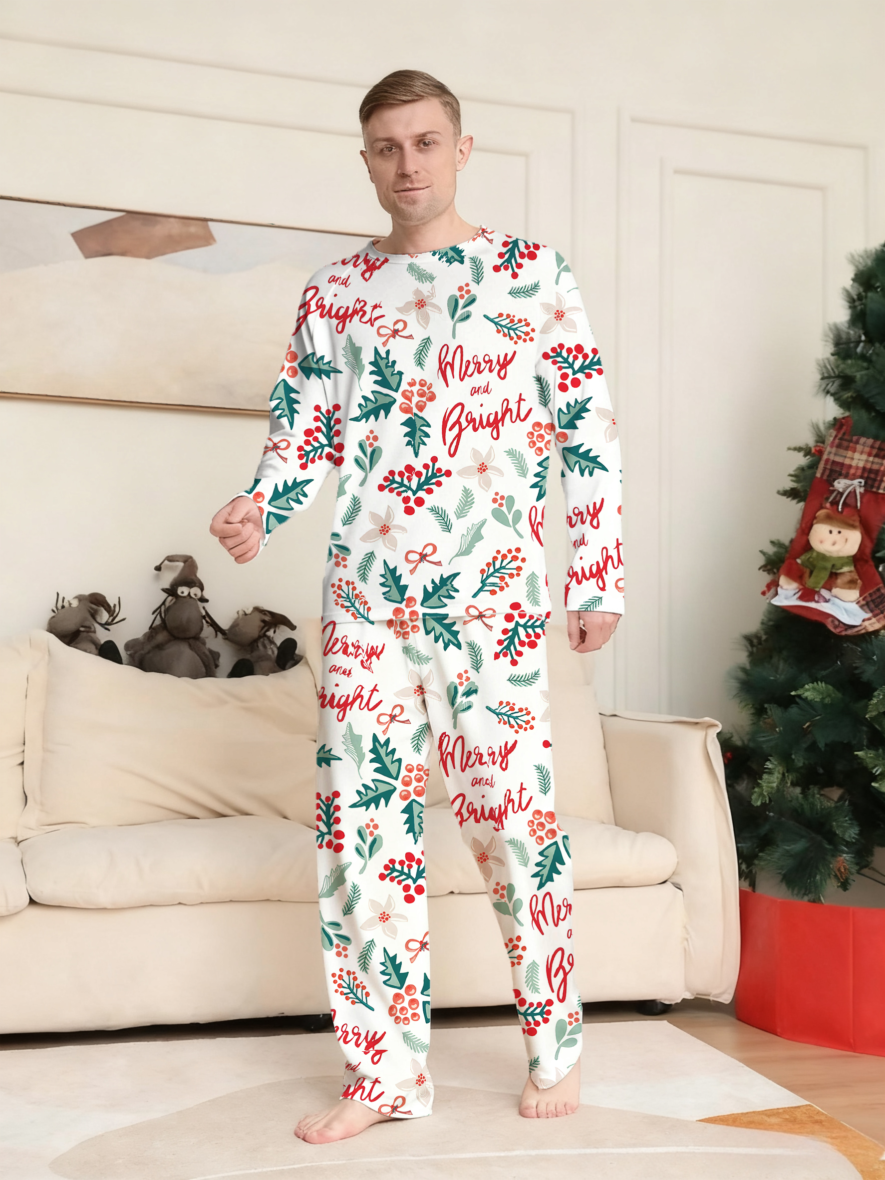Christmas Botanical  Print Family Matching Pajama Sets