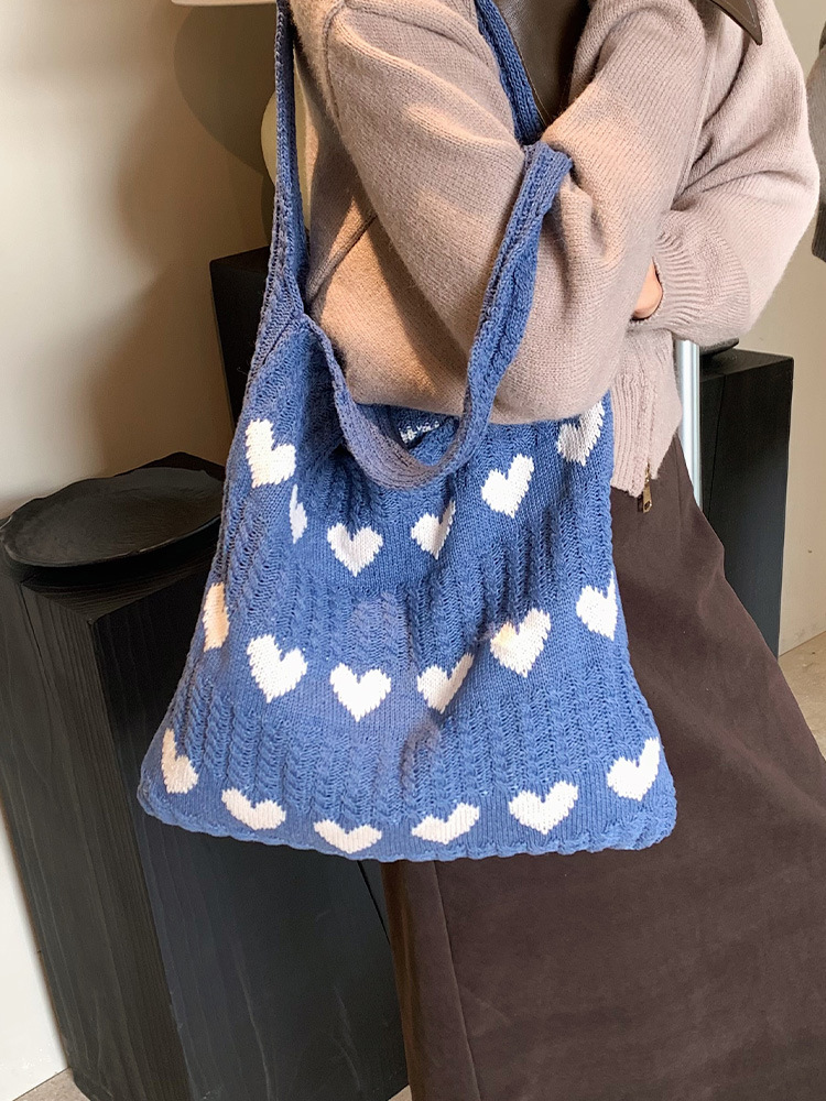 Knitted Heart Tote Bag