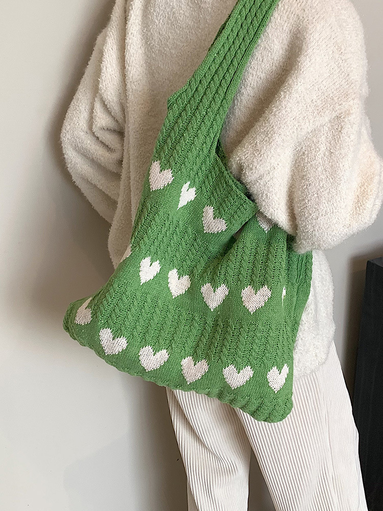 Knitted Heart Tote Bag