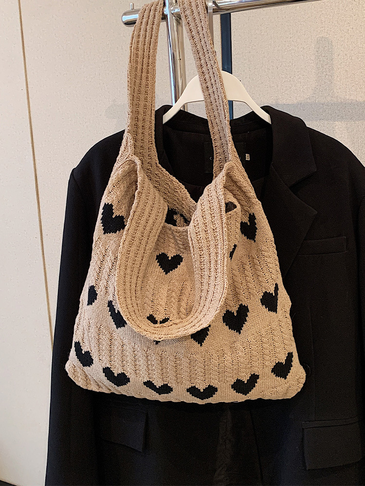 Knitted Heart Tote Bag