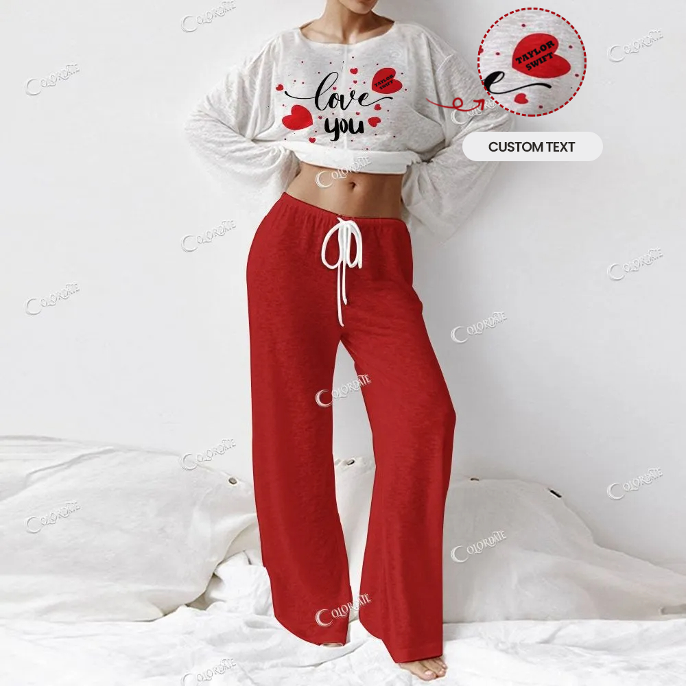Custom Women's Love Your Heart  Long Sleeve Cotton Homewear Set