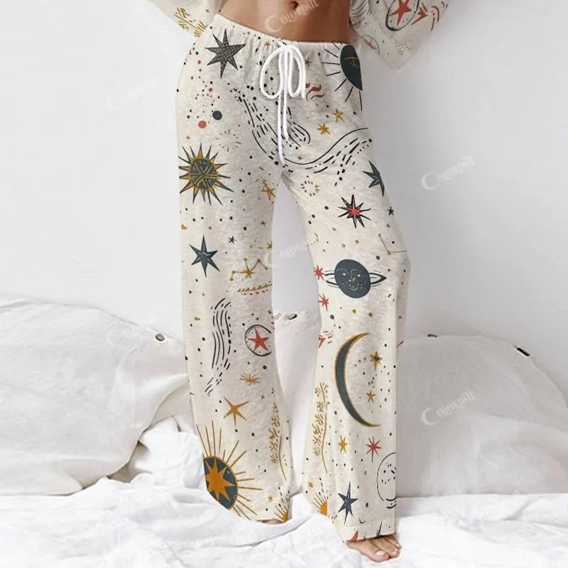 Colordate Women's Astral Long Sleeve Cotton Homewear Set