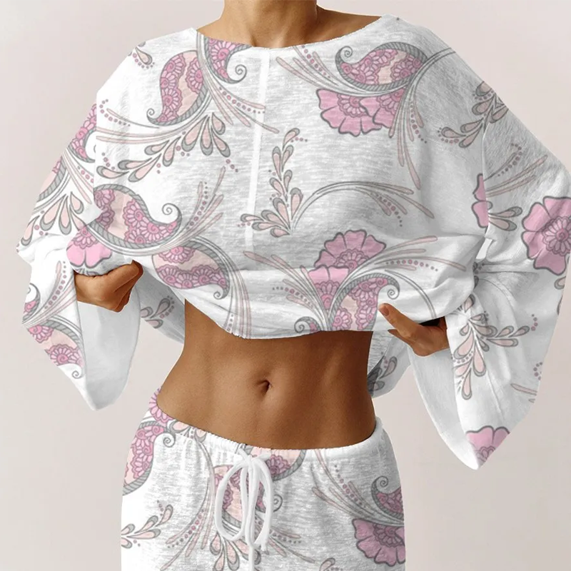 Women's Bohemian Floral Long Sleeve Pants Set