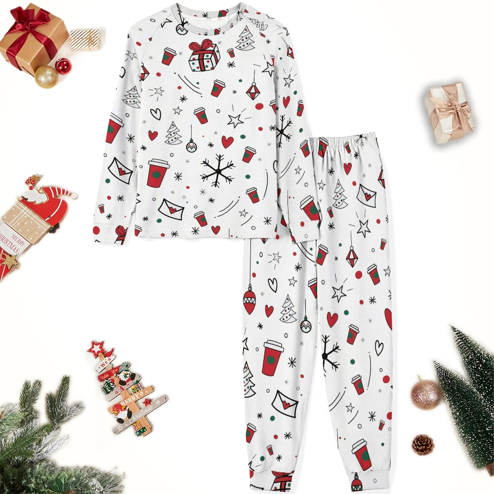 White Christmas Colordate Henry Long Sleeve Pants Pajama Set