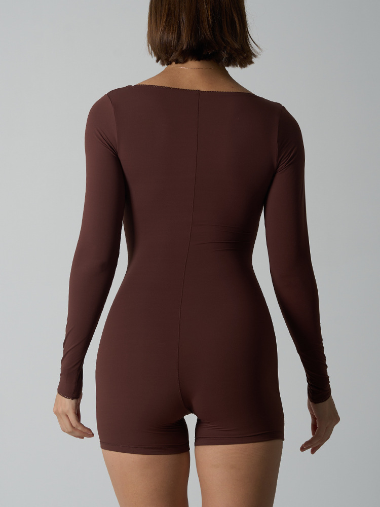  Lace Trim Long Sleeve Bodysuit