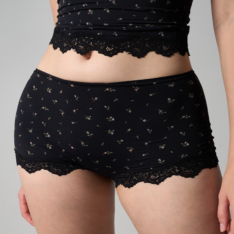 Lace Triangle Cami Rosebud Print Set