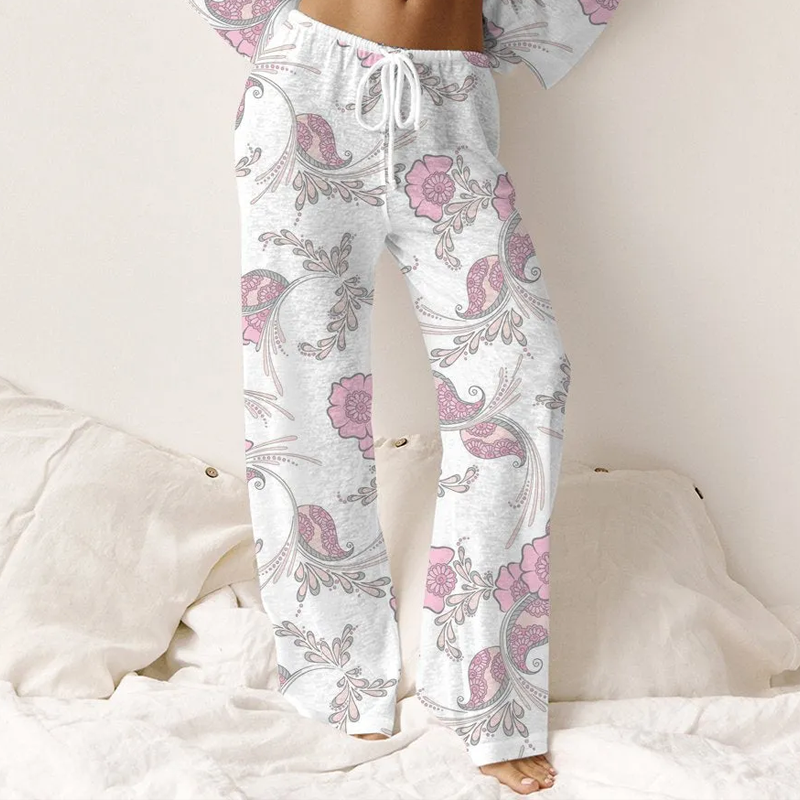 Women's Bohemian Floral Long Sleeve Pants Set