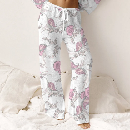 Women's Bohemian Floral Long Sleeve Pants Set