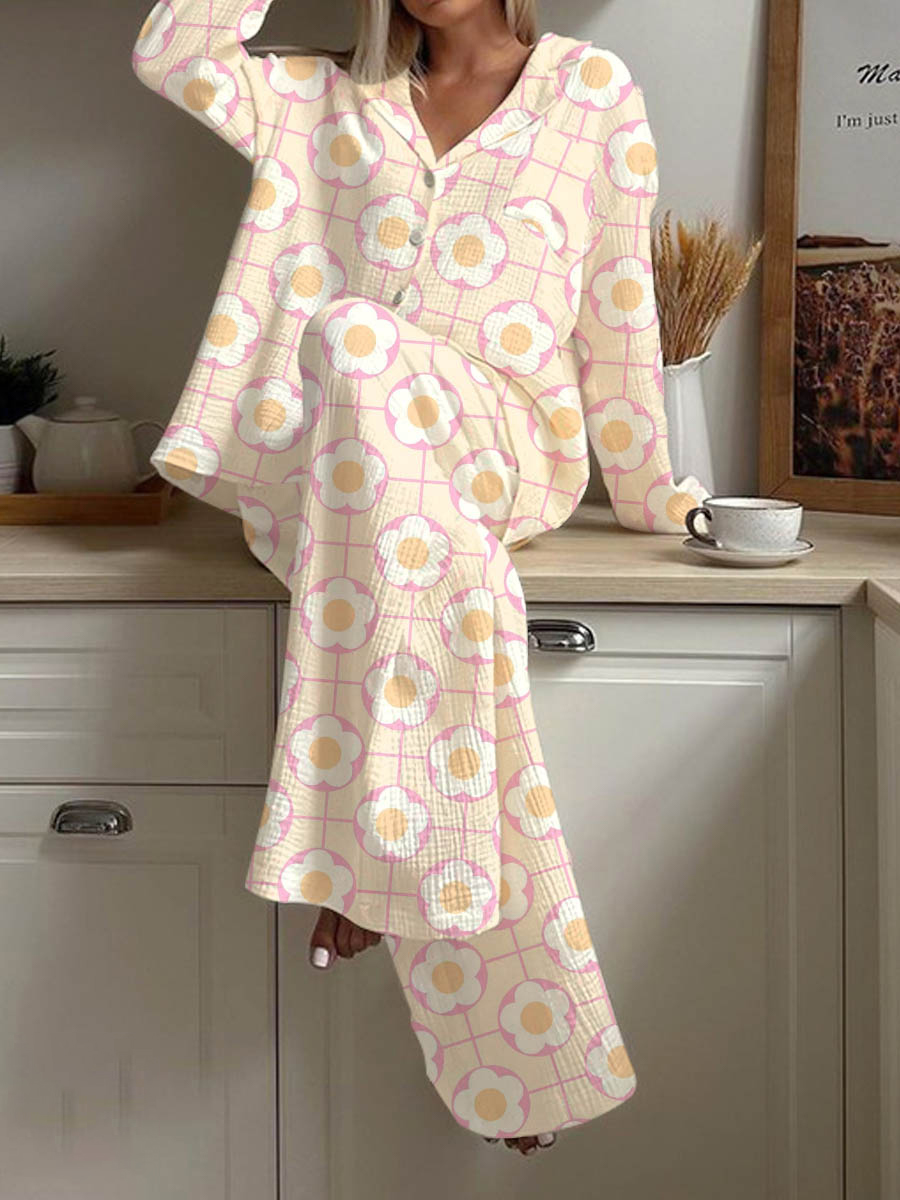 Women's Floral Print Casual Homewear Set