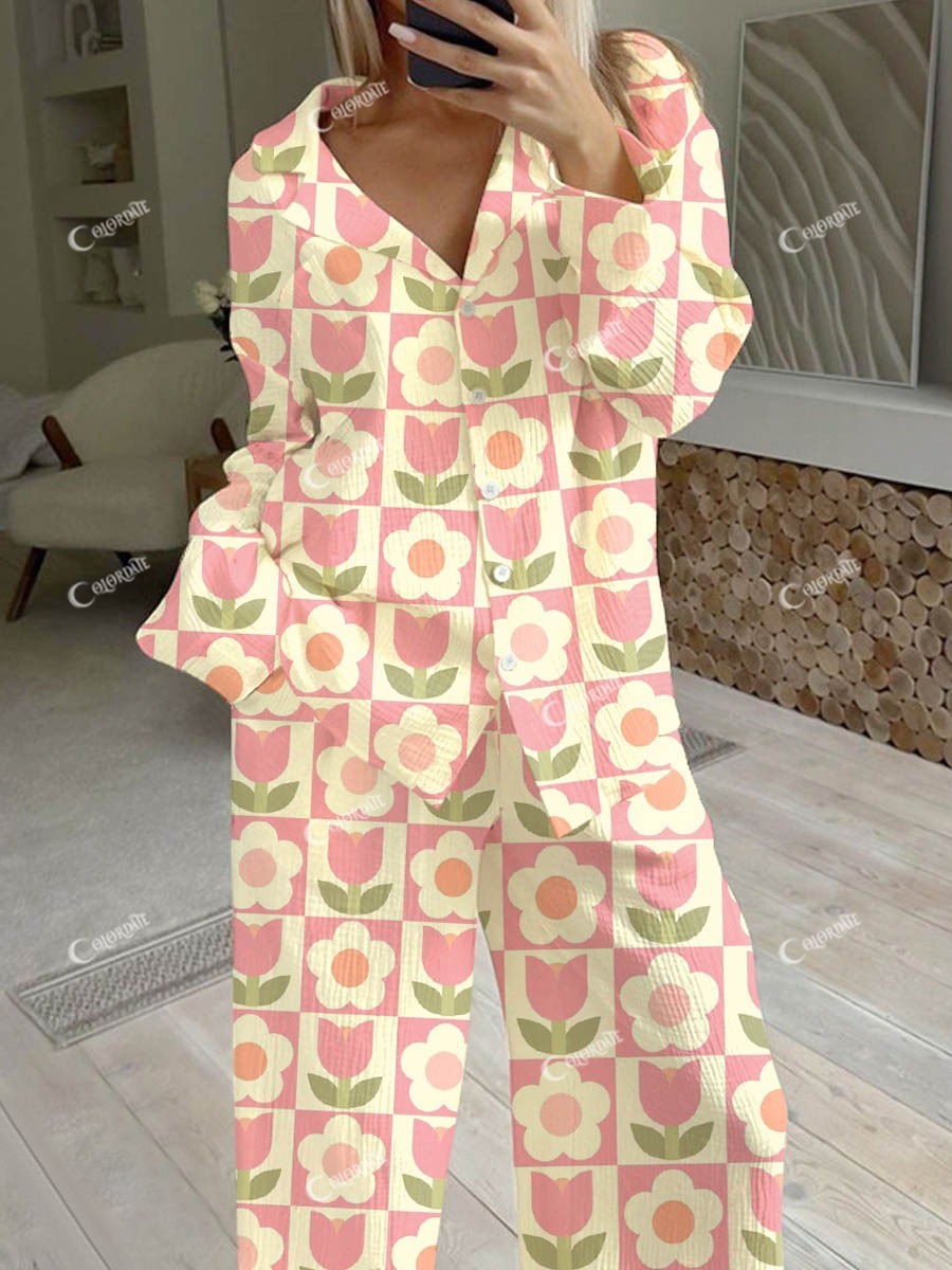 Women's Floral Print Casual Homewear Set