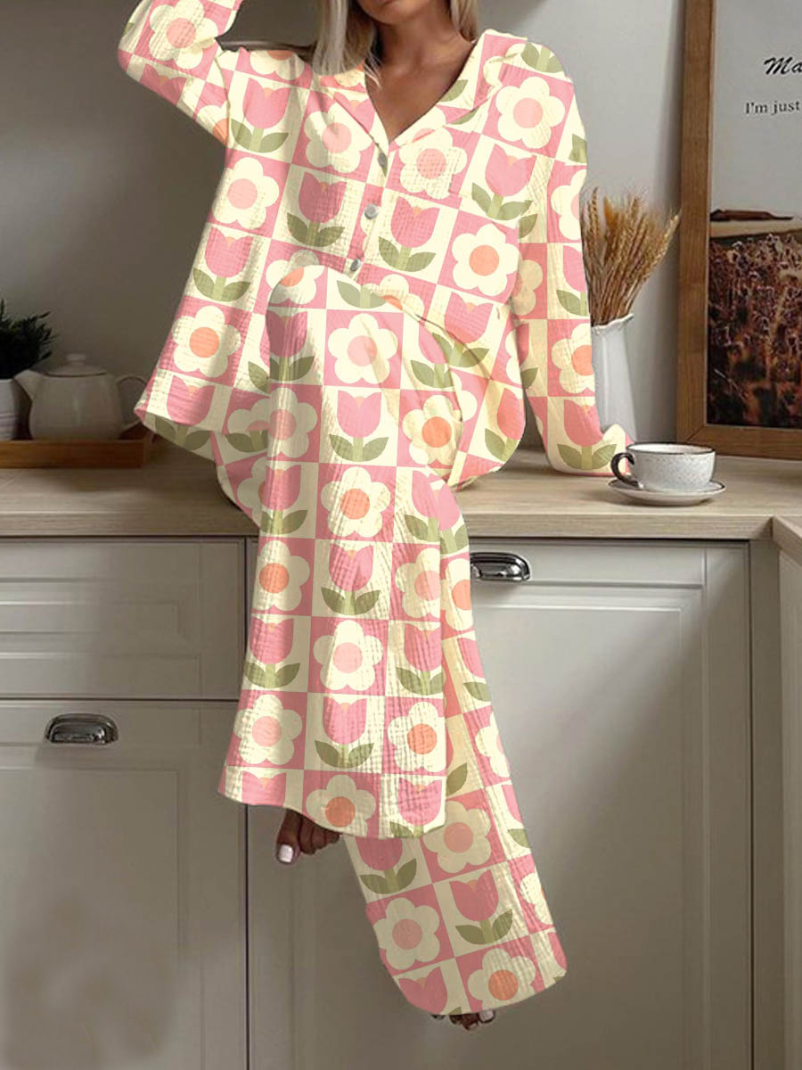Women's Floral Print Casual Homewear Set