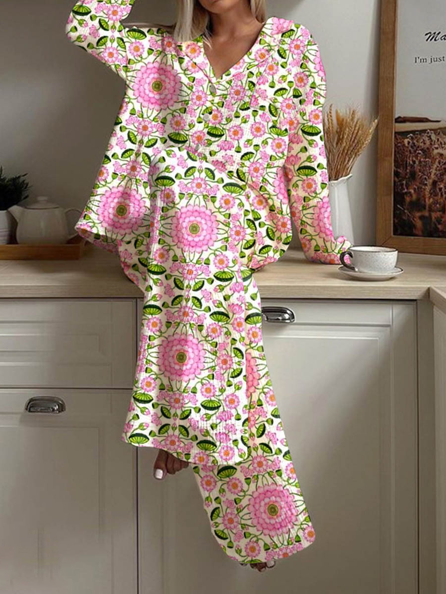 Women's Floral Print Casual Homewear Set