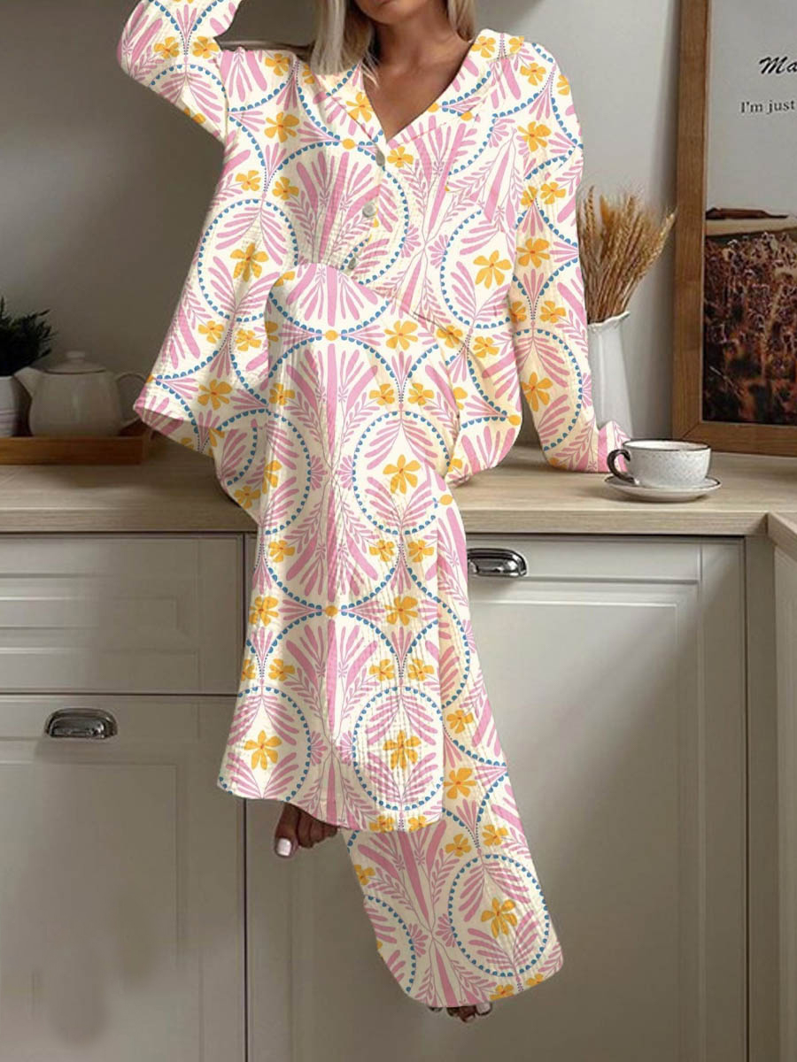 Women's Floral Print Casual Homewear Set
