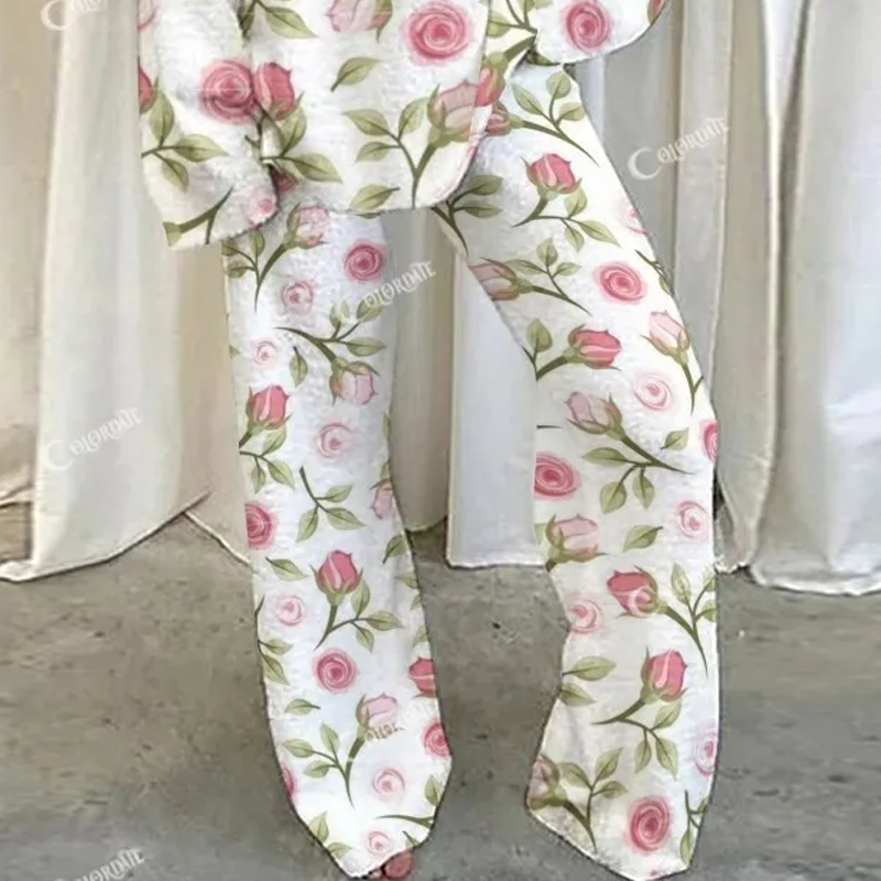 Casual Floral Loungewear Set For Women