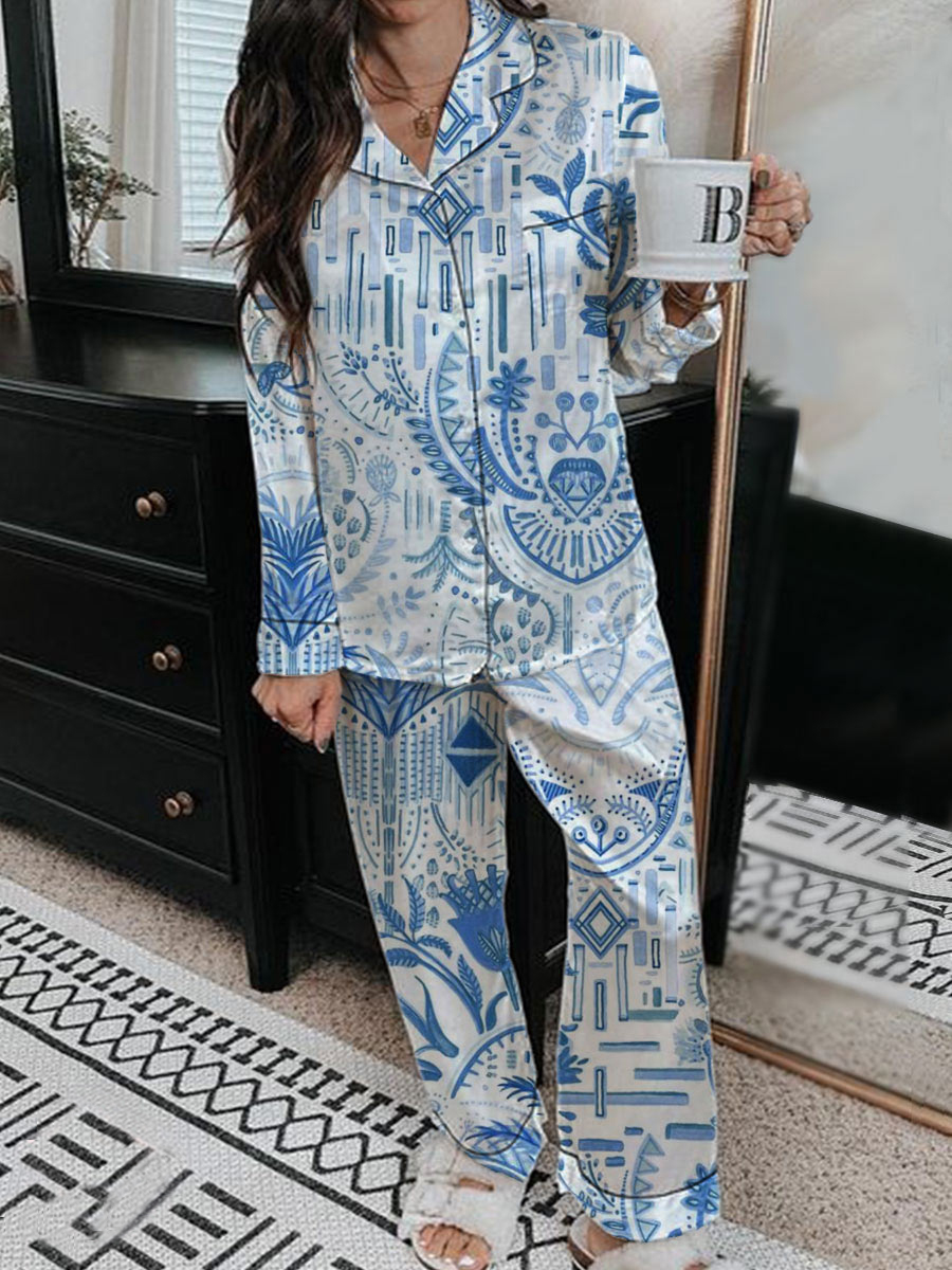 Women's Fun Hand-Painted Long Sleeve Pants Set