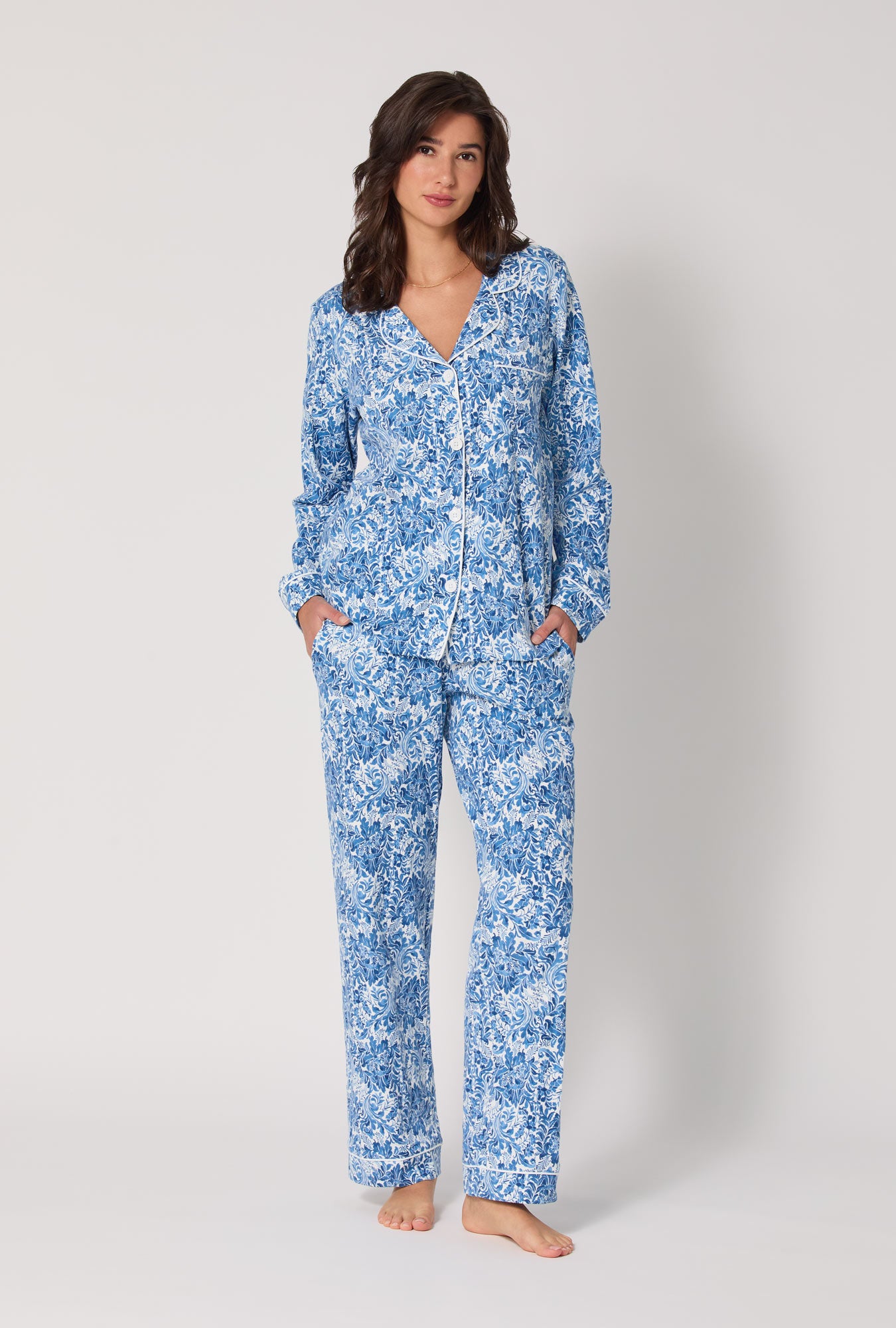 Dreamy Damask Long Sleeve Classic Satin Pj Set