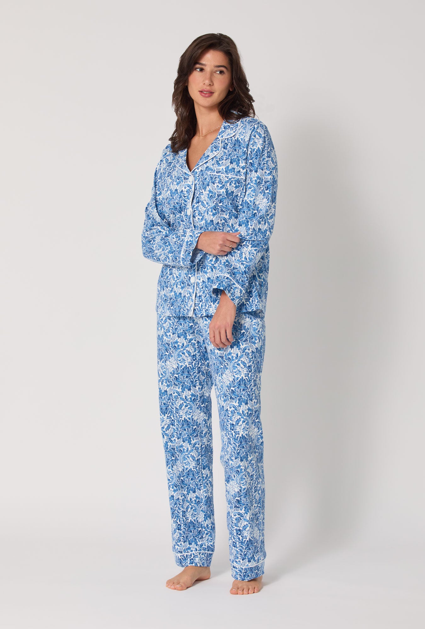 Dreamy Damask Long Sleeve Classic Satin Pj Set