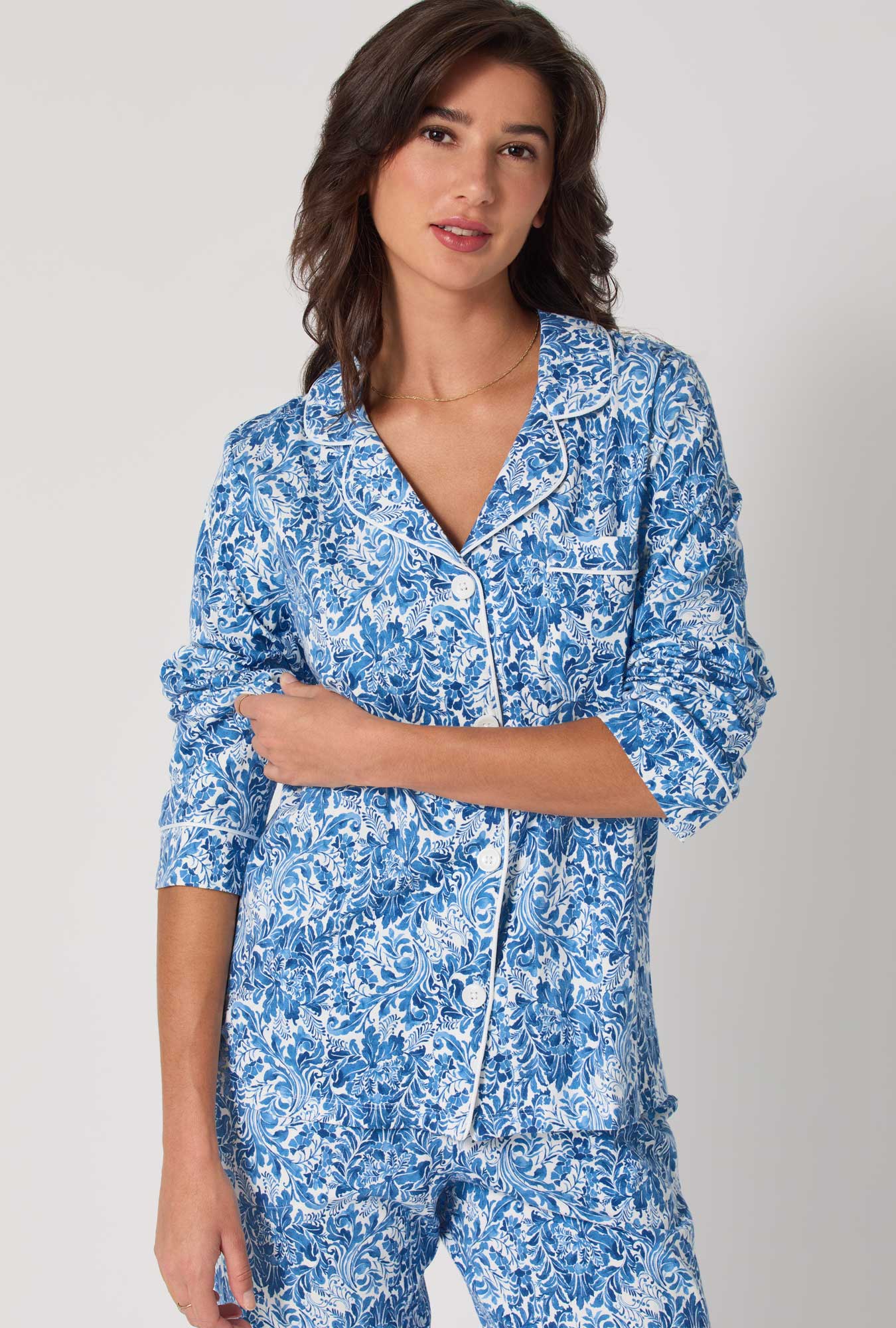 Dreamy Damask Long Sleeve Classic Satin Pj Set