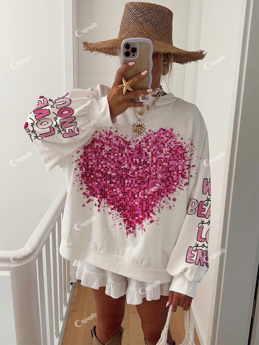 Women's Valentine's Day Art Painting Fun Print Home Sweatshirt
